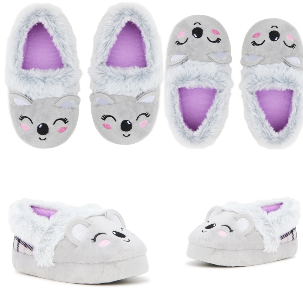 Cute Koala Slippers with Fur Trim